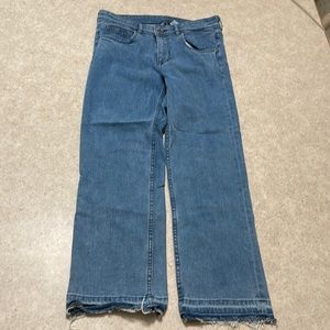 H&M DIVIDED CROPPED RAW EDGE HEM BLUE DENIM JEANS